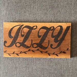 Handmade Wood-burned “Izzy” Name Plaque 11.5 x 6